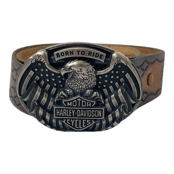Harley-Davidson Other - Harley Davidson Eagle Belt Buckle With 41 Inch Brown Leather Belt
